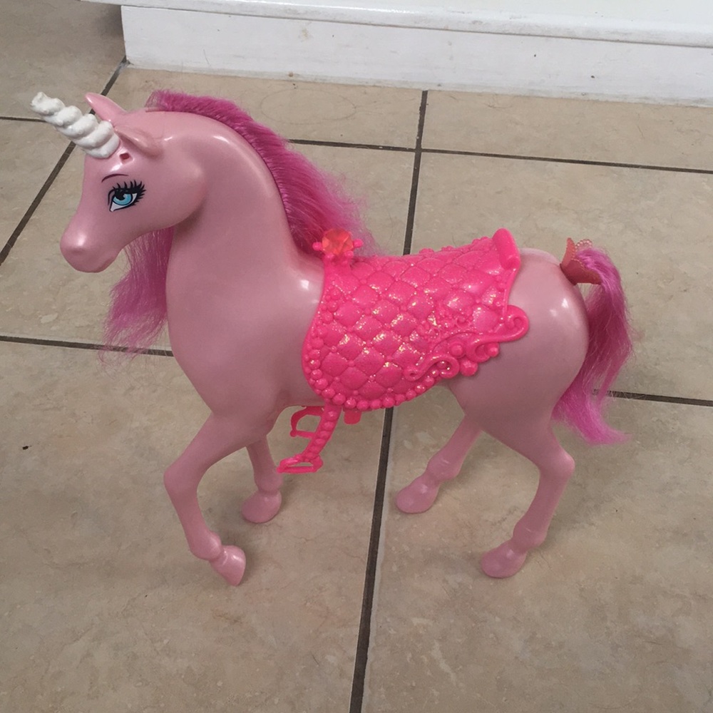 Unicorn Barbie horse doll plus free pink saddle